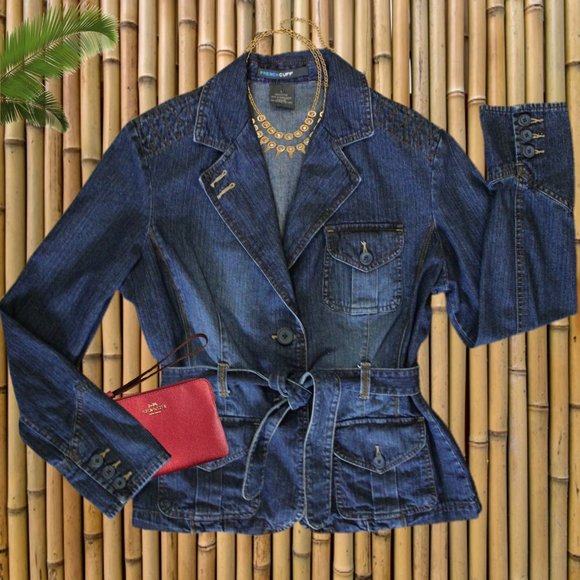 French Cuff Jackets & Blazers - NWOT French Cuff Dark Wash Jean Jacket Size Large